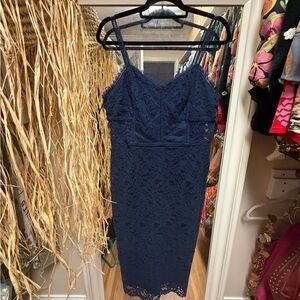 Else Navy Lace Midi Dress